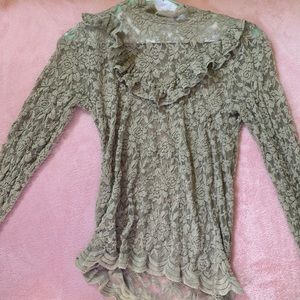 Green cottagecore lace longsleeve
